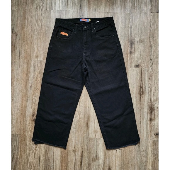 Empyre Relax Jeans Mens 32x27 BLACK Baggy Loose Skater Grunge Pants Y2K - Picture 1 of 10